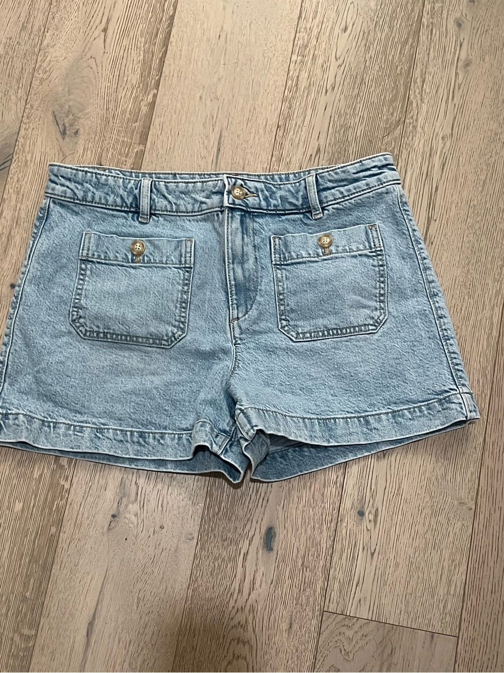 LOFT Light Blue Denim High-Rise Denim Shorts